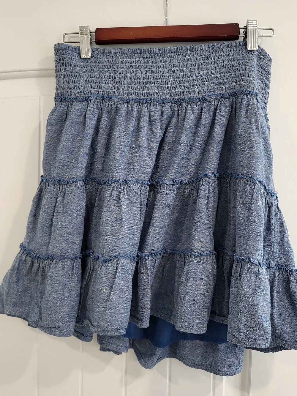 American Eagle Outfitters Blue Smocked Tiered Skirt